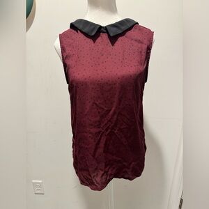 Sleeveless Burgundy Star Print Top